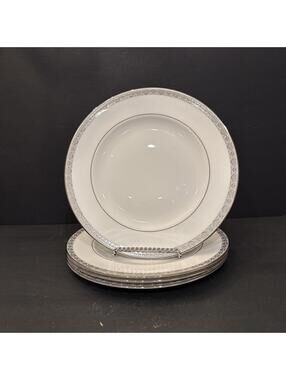 (4) Gorham Grand Gallery Platinum Trim Dinner Plates 10 7/8" Wide